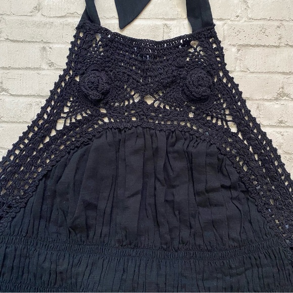 Free People Navy Blue Ellie Crochet Halter Top - Picture 4 of 7